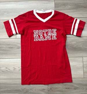 Notre Dame Ringer T-Shirt Adult Small Red White Augusta Sportswear (AS-IS)